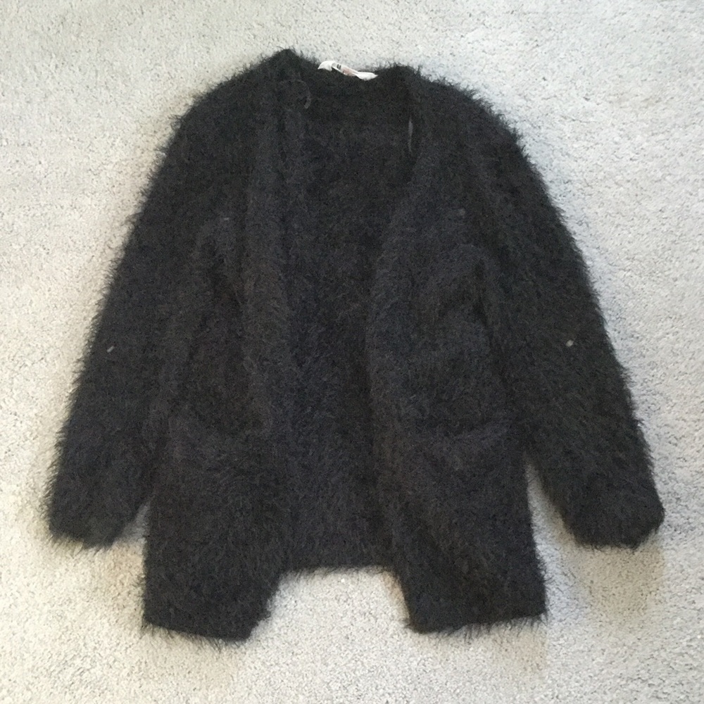 Fuzzy black H&M cardigan